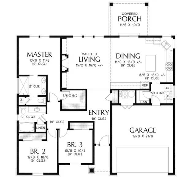 Arts & Crafts House Plan First Floor - Greenhedge Craftsman Home 011D-0649 - Search House Plans and More