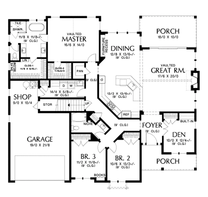 Prairie House Plan First Floor - Finley Falls Modern Farmhouse 011D-0650 - Search House Plans and More