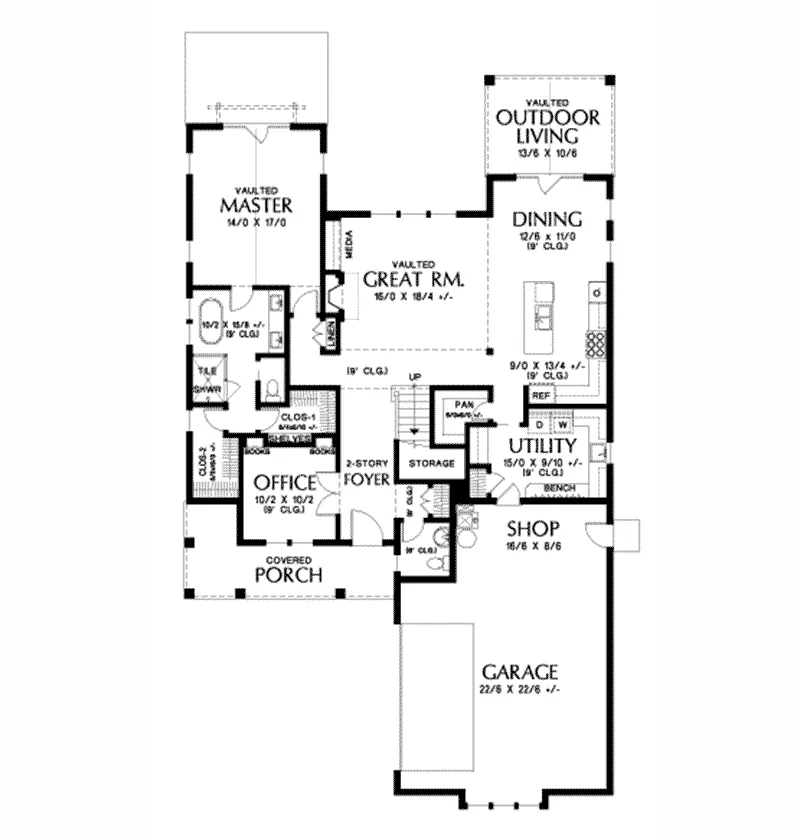 European House Plan First Floor - Betty Lane Modern Farmhouse 011D-0651 - Search House Plans and More
