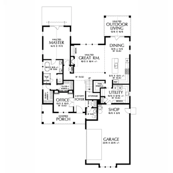 Beach & Coastal House Plan First Floor - Betty Lane Modern Farmhouse 011D-0651 - Search House Plans and More