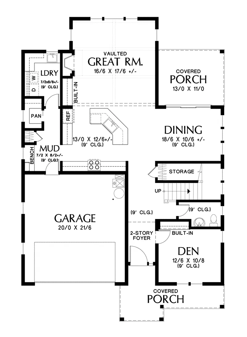 Arts & Crafts House Plan First Floor - Kincaid Grove Modern Farmhouse 011D-0652 - Search House Plans and More