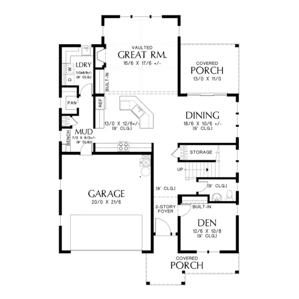 Arts & Crafts House Plan First Floor - Kincaid Grove Modern Farmhouse 011D-0652 - Search House Plans and More