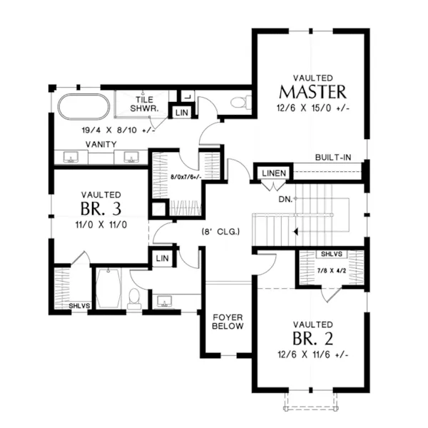 Arts & Crafts House Plan Second Floor - Kincaid Grove Modern Farmhouse 011D-0652 - Search House Plans and More