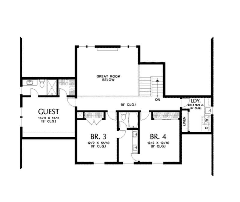 Beach & Coastal House Plan Second Floor - Majors Creek Modern Farmhouse 011D-0653 - Shop House Plans and More