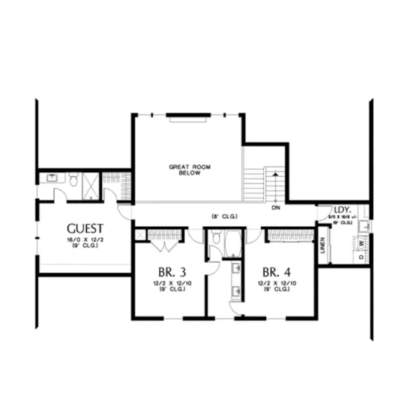 Florida House Plan Second Floor - Majors Creek Modern Farmhouse 011D-0653 - Shop House Plans and More