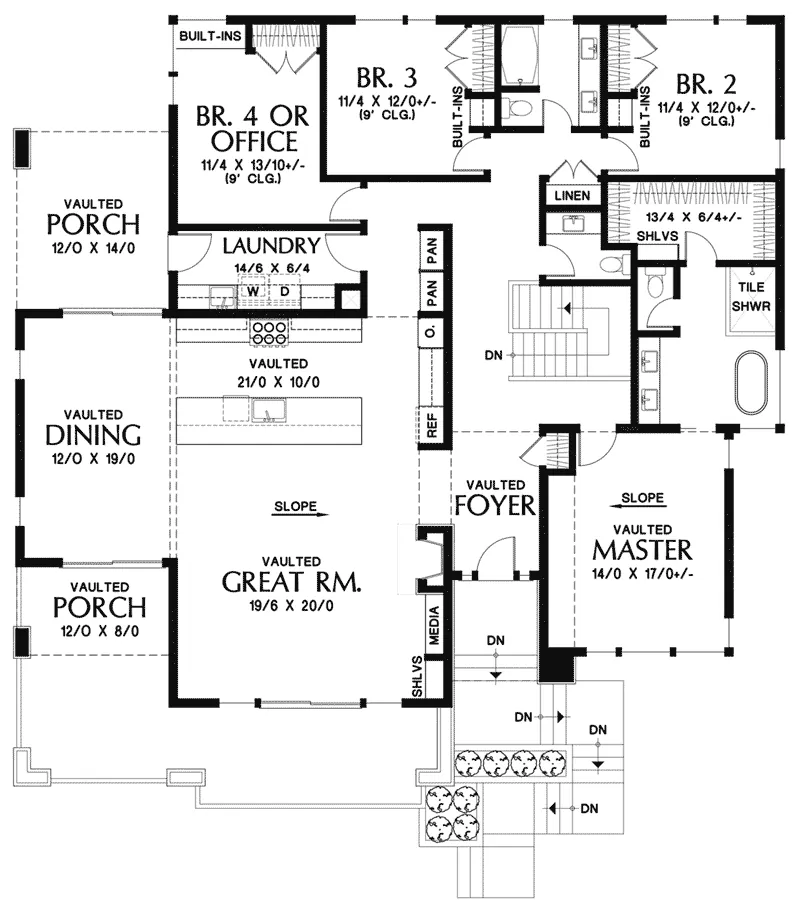 Arts & Crafts House Plan First Floor - Mesquite Ridge Modern Home 011D-0655 - Shop House Plans and More