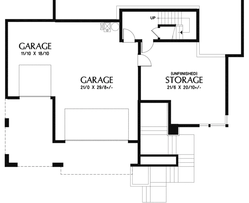 Arts & Crafts House Plan Lower Level Floor - Mesquite Ridge Modern Home 011D-0655 - Shop House Plans and More