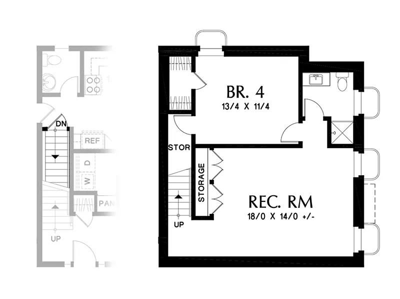 Modern House Plan Basement Floor - Shady Creek Modern Farmhouse 011D-0657 - Shop House Plans and More