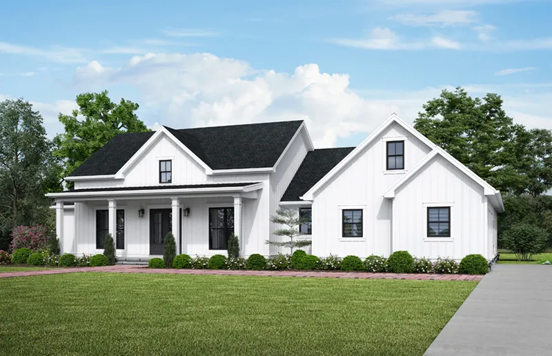 Florida House Plan Front of Home - Perry Hill Modern Farmhouse 011D-0661 - Shop House Plans and More