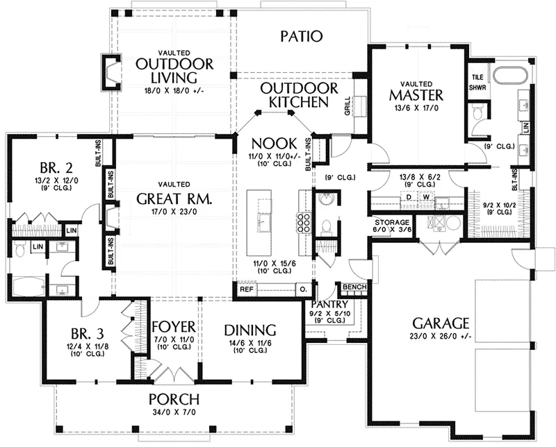 Country House Plan First Floor - Romney Creek Modern Farmhouse 011D-0662 - Shop House Plans and More