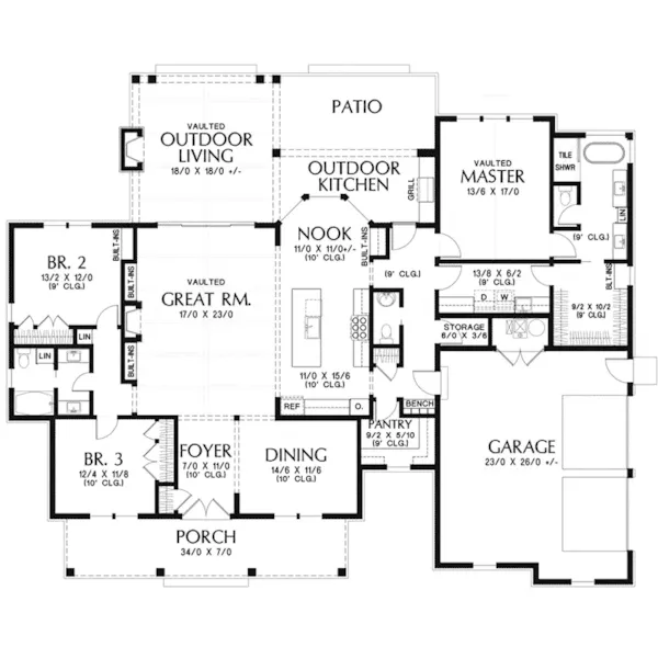 Southern House Plan First Floor - Romney Creek Modern Farmhouse 011D-0662 - Shop House Plans and More