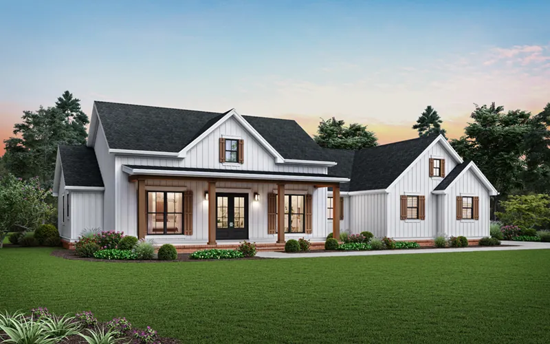 Modern Farmhouse Plan Front of Home - Romney Creek Modern Farmhouse 011D-0662 - Shop House Plans and More