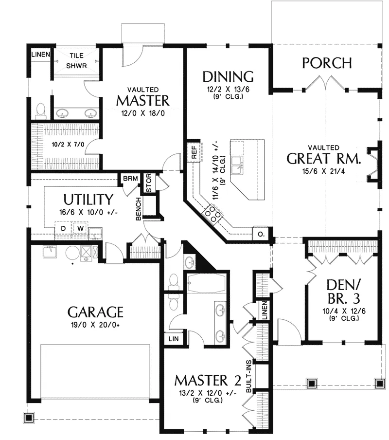 Rustic House Plan First Floor - Reed Spring Craftsman Home 011D-0665 - Shop House Plans and More