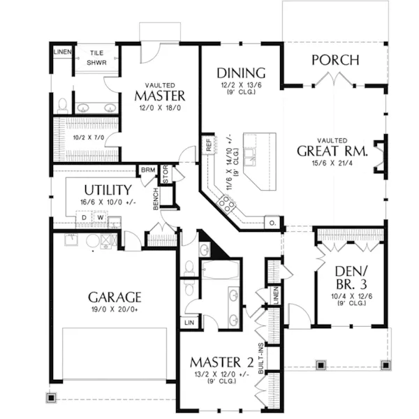 Cabin & Cottage House Plan First Floor - Reed Spring Craftsman Home 011D-0665 - Shop House Plans and More