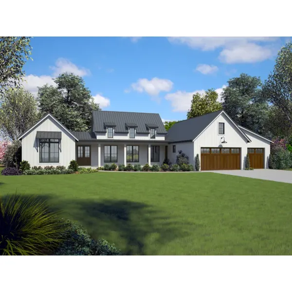 Contemporary House Plan Front of Home - Carson Lane Modern Farmhouse 011D-0666 - Shop House Plans and More