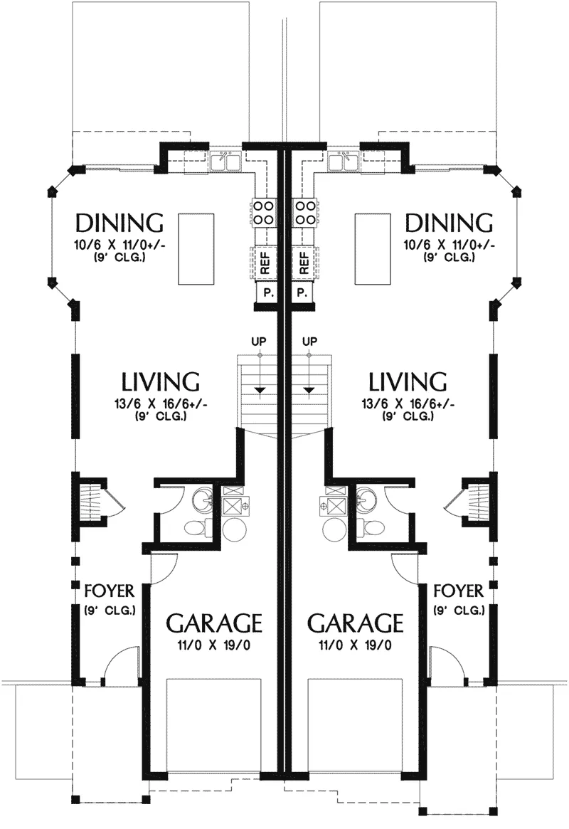 Multi-Family House Plan First Floor - Hartville Duplex 011D-0667 | House Plans and More