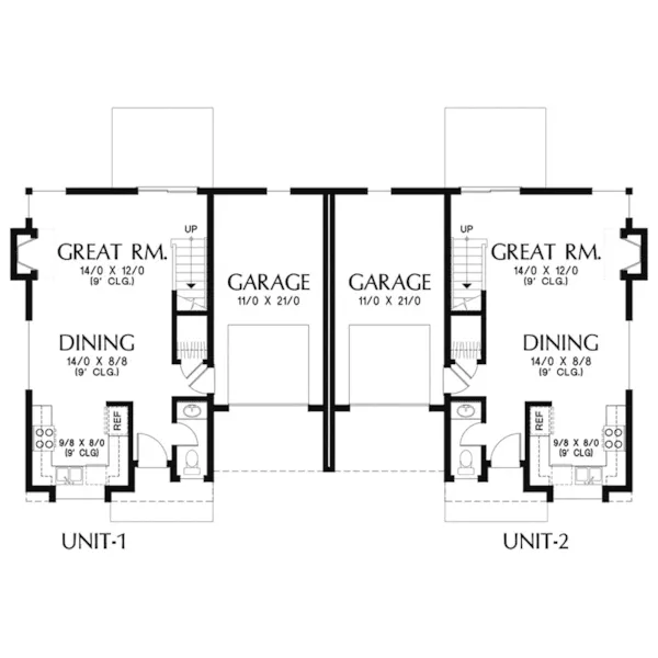 Contemporary House Plan First Floor - Pamiro Multi-Family Home 011D-0668 | House Plans and More