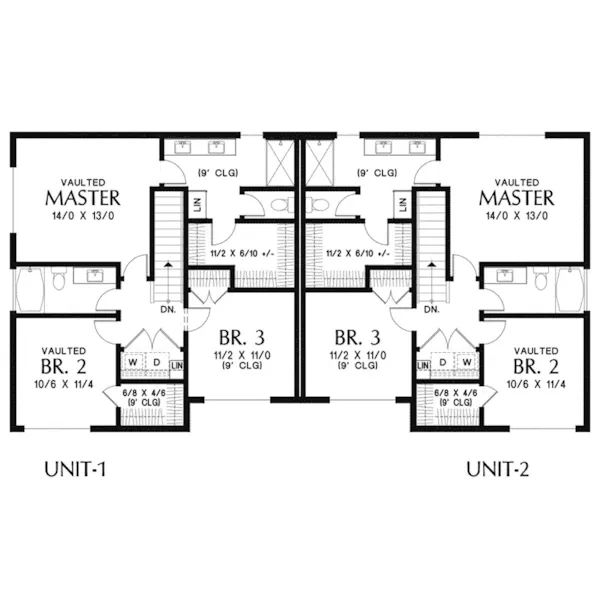 Contemporary House Plan Second Floor - Pamiro Multi-Family Home 011D-0668 | House Plans and More