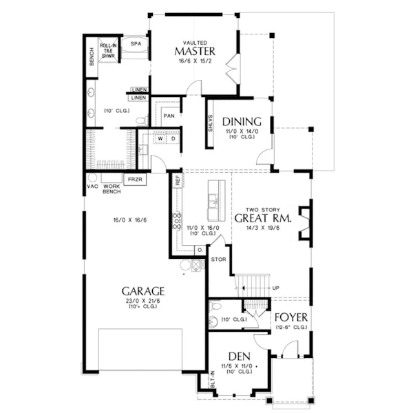 Country House Plan First Floor - Osterville Craftsman Home 011D-0673 - Shop House Plans and More