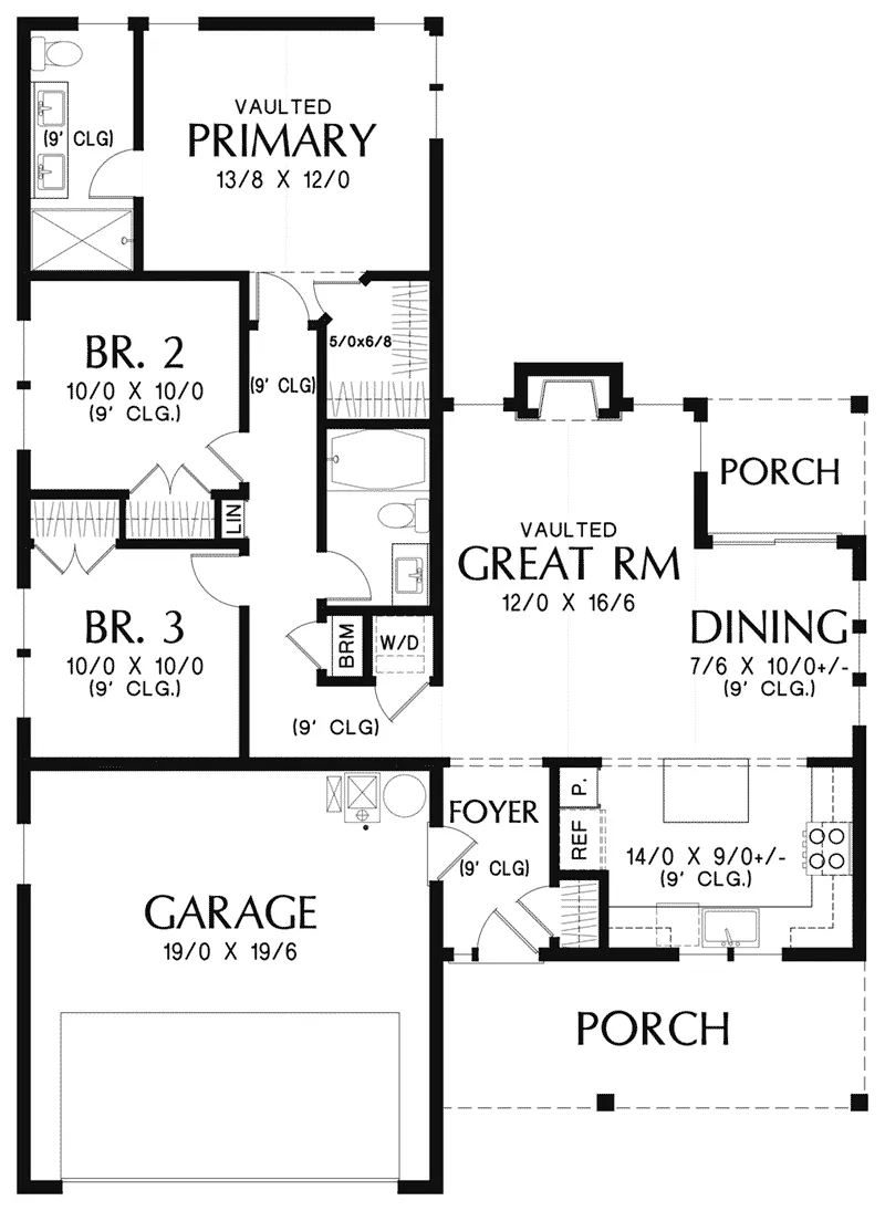 Craftsman House Plan First Floor - Laurel Lane Modern Farmhouse 011D-0676 - Shop House Plans and More