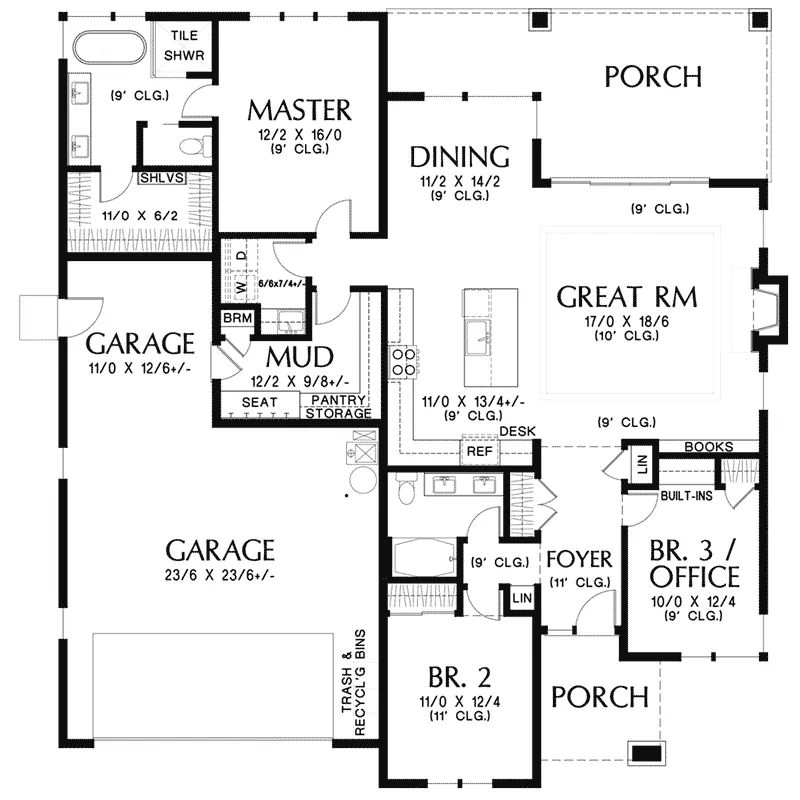 Sunbelt House Plan First Floor - Wakecrest Modern Home 011D-0679 - Shop House Plans and More