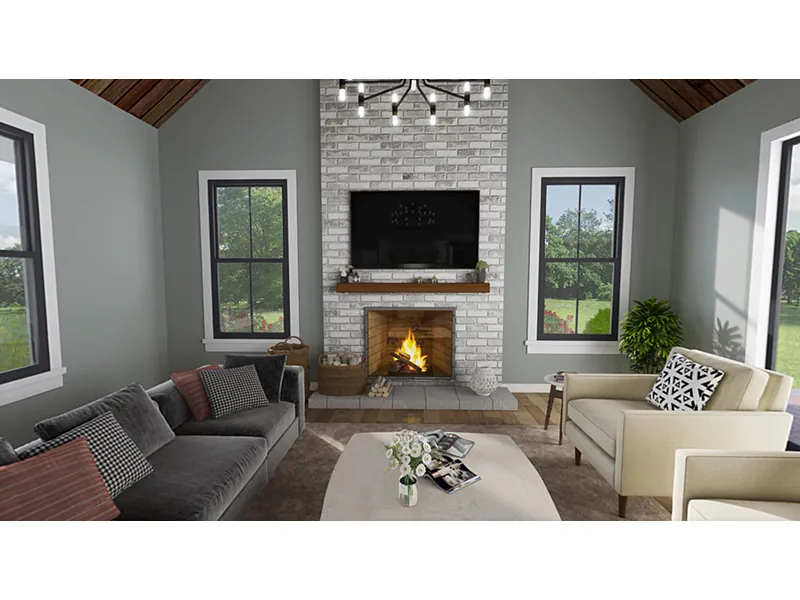 Prairie House Plan Living Room Photo 03 - 011D-0682 - Shop House Plans and More