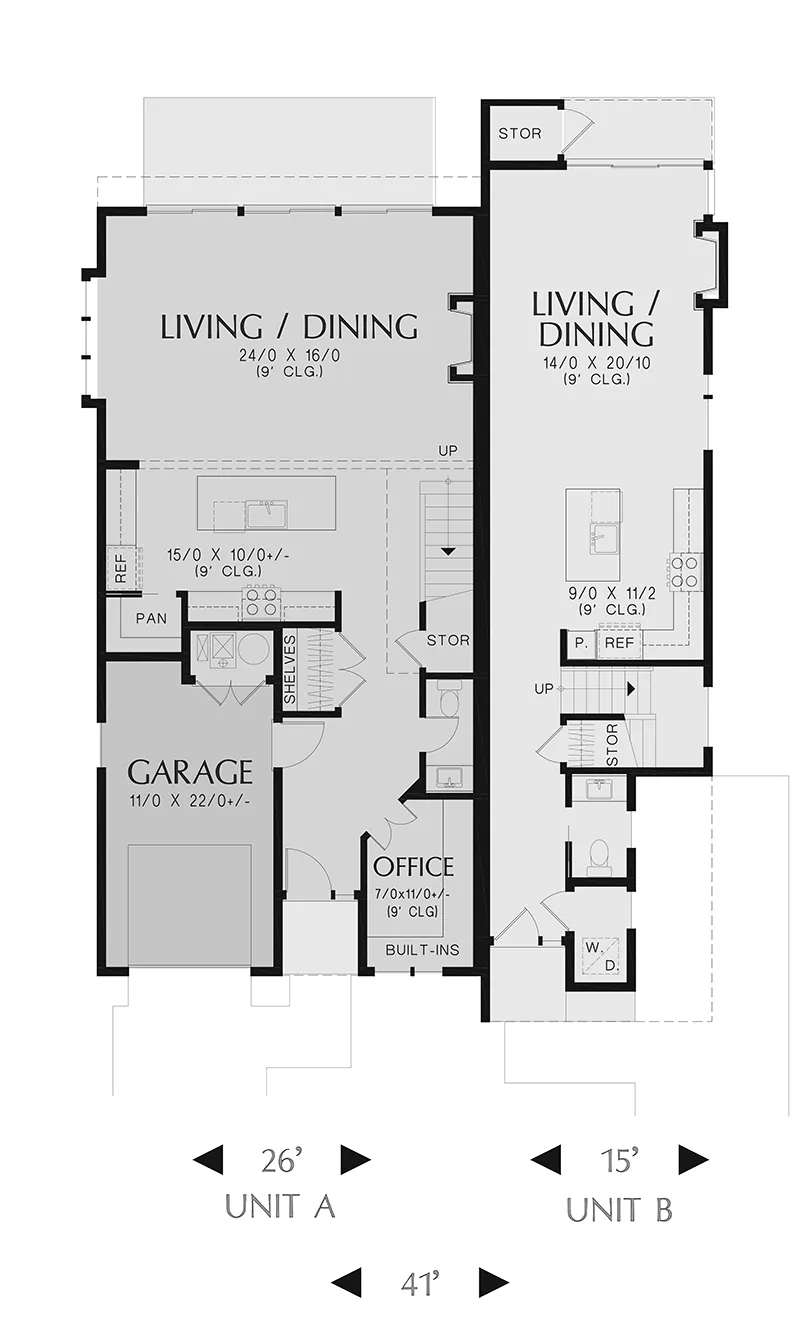 Multi-Family House Plan First Floor - Melanie Hill Modern Home 011D-0707 - Shop House Plans and More