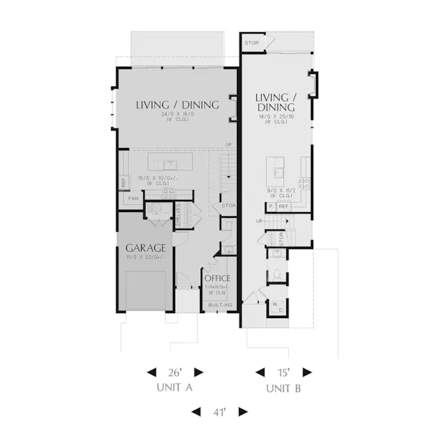 Multi-Family House Plan First Floor - Melanie Hill Modern Home 011D-0707 - Shop House Plans and More