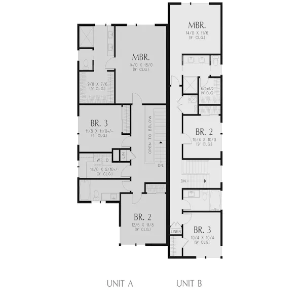 Multi-Family House Plan Second Floor - Melanie Hill Modern Home 011D-0707 - Shop House Plans and More