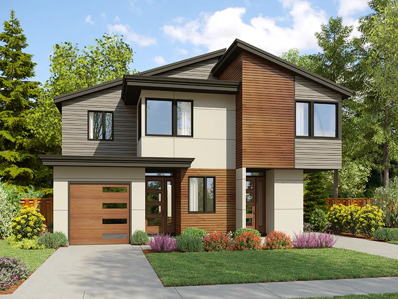 Multi-Family House Plan Front of Home - Melanie Hill Modern Home 011D-0707 - Shop House Plans and More