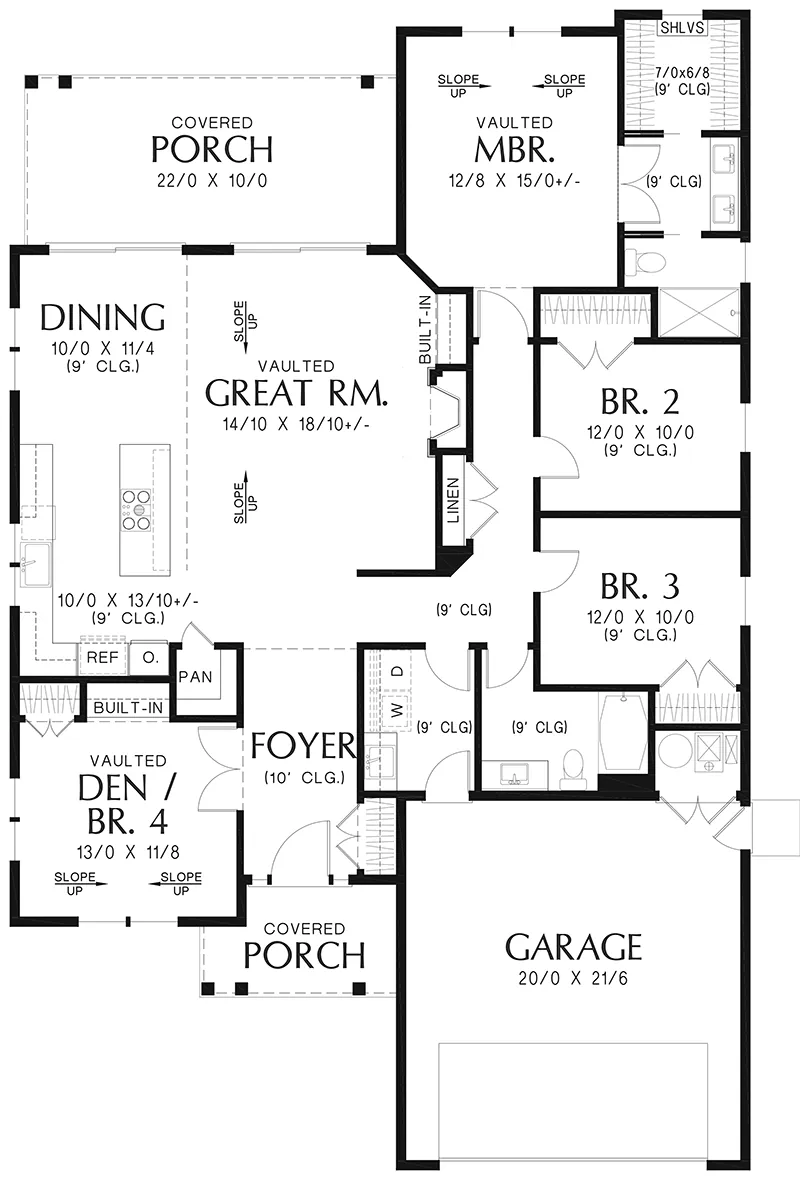 Cabin & Cottage House Plan First Floor - 011D-0708 - Shop House Plans and More