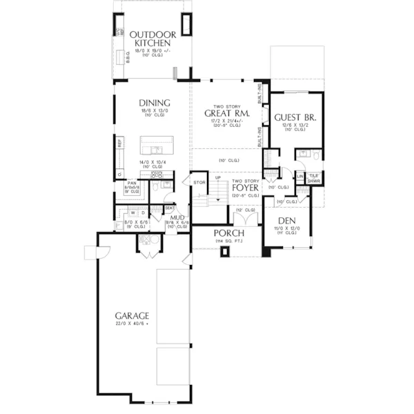 Prairie House Plan First Floor - 011D-0713 | House Plans and More