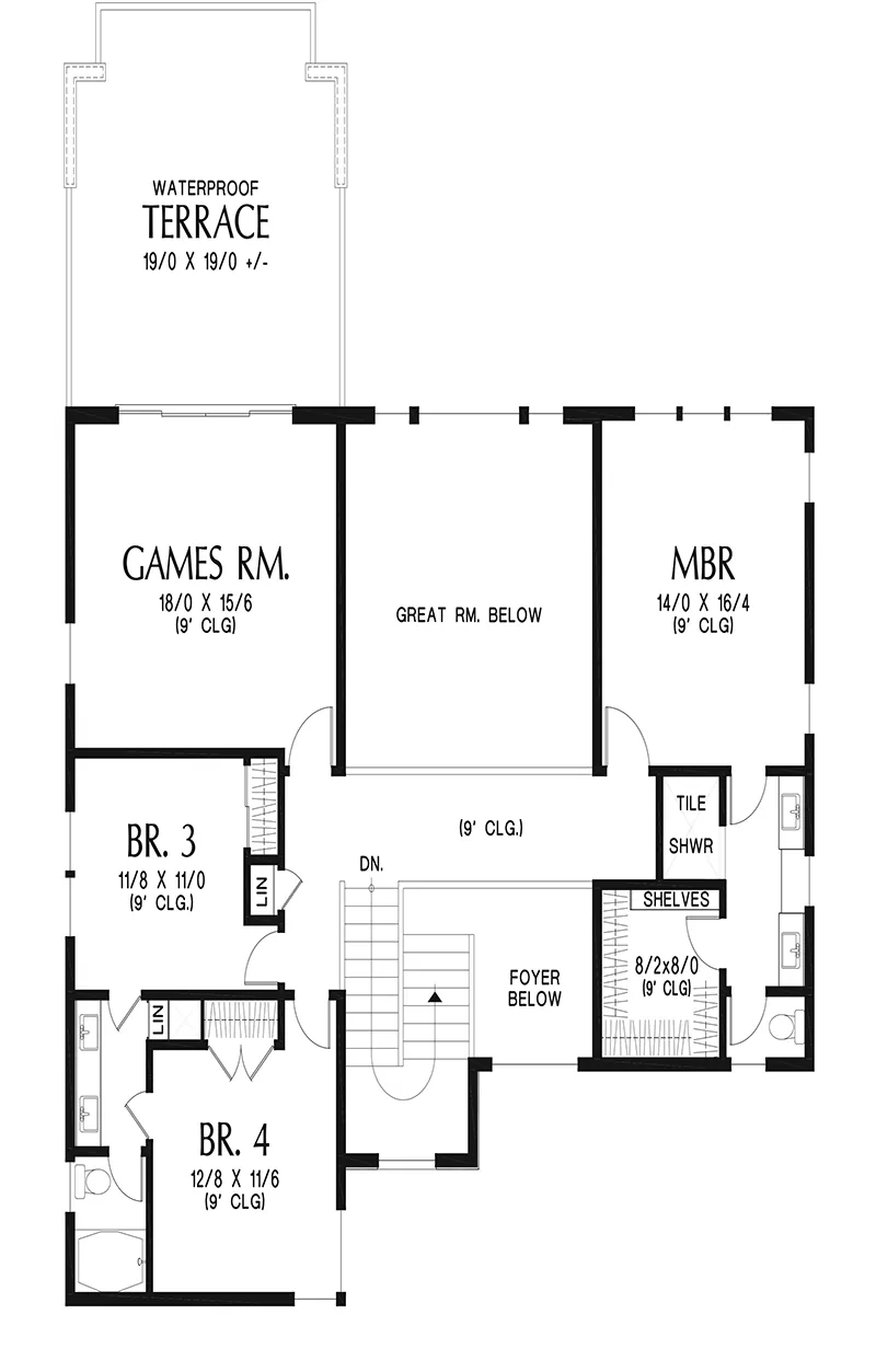 Prairie House Plan Second Floor - 011D-0713 | House Plans and More