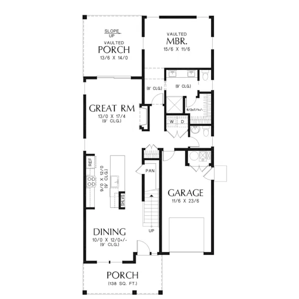 Prairie House Plan First Floor - 011D-0715 - Shop House Plans and More