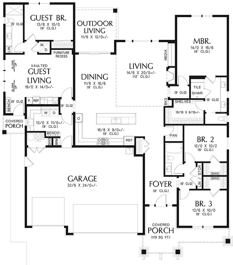 Craftsman House Plan First Floor - 011D-0729 | House Plans and More