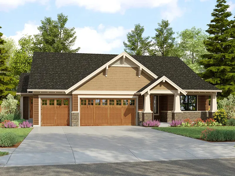 Craftsman House Plan Front of Home - 011D-0729 | House Plans and More