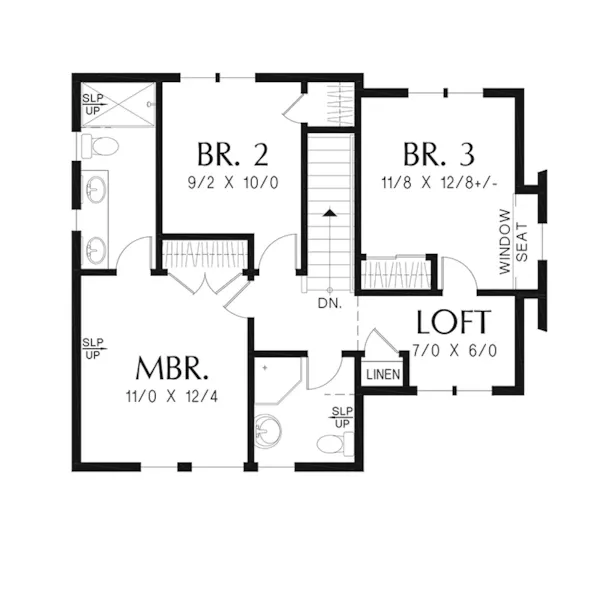 Arts & Crafts House Plan Second Floor - Scotland Bay Craftsman Home 011D-0733 | House Plans and More