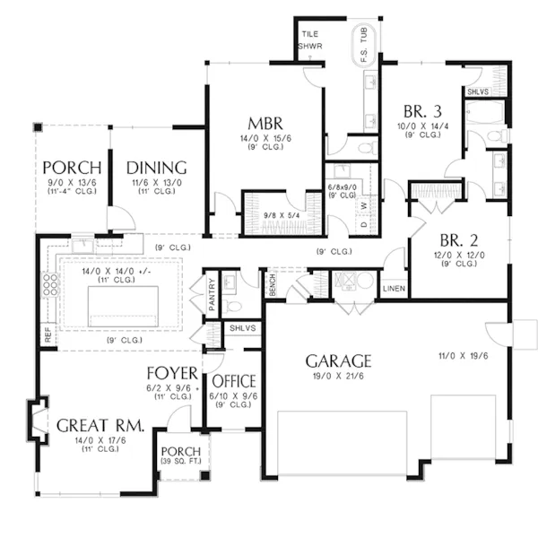 Rustic House Plan First Floor - Kubrick One-Story Home 011D-0738 | House Plans and More