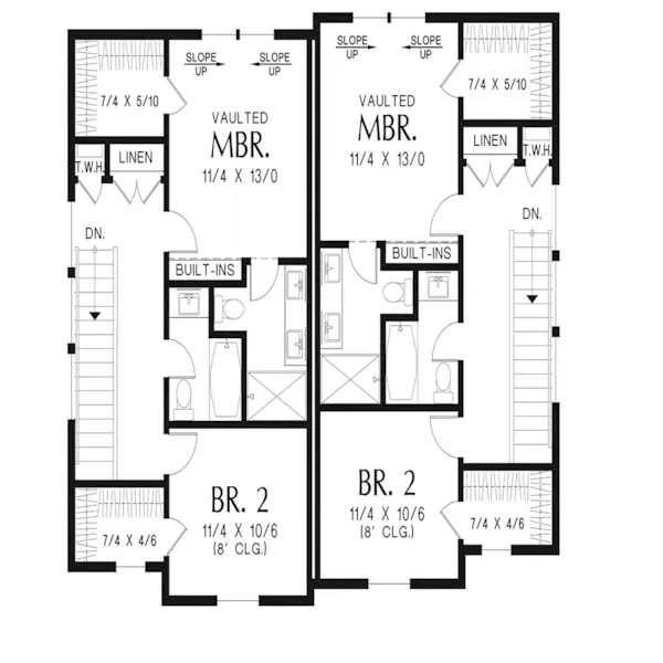 Cabin & Cottage House Plan Second Floor - Spring Bridge Farmhouse Duplex 011D-0739 | House Plans and More