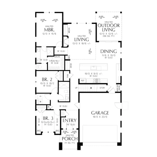 Contemporary House Plan First Floor - Brooklyn Road Modern Craftsman 011D-0815 | House Plans and More