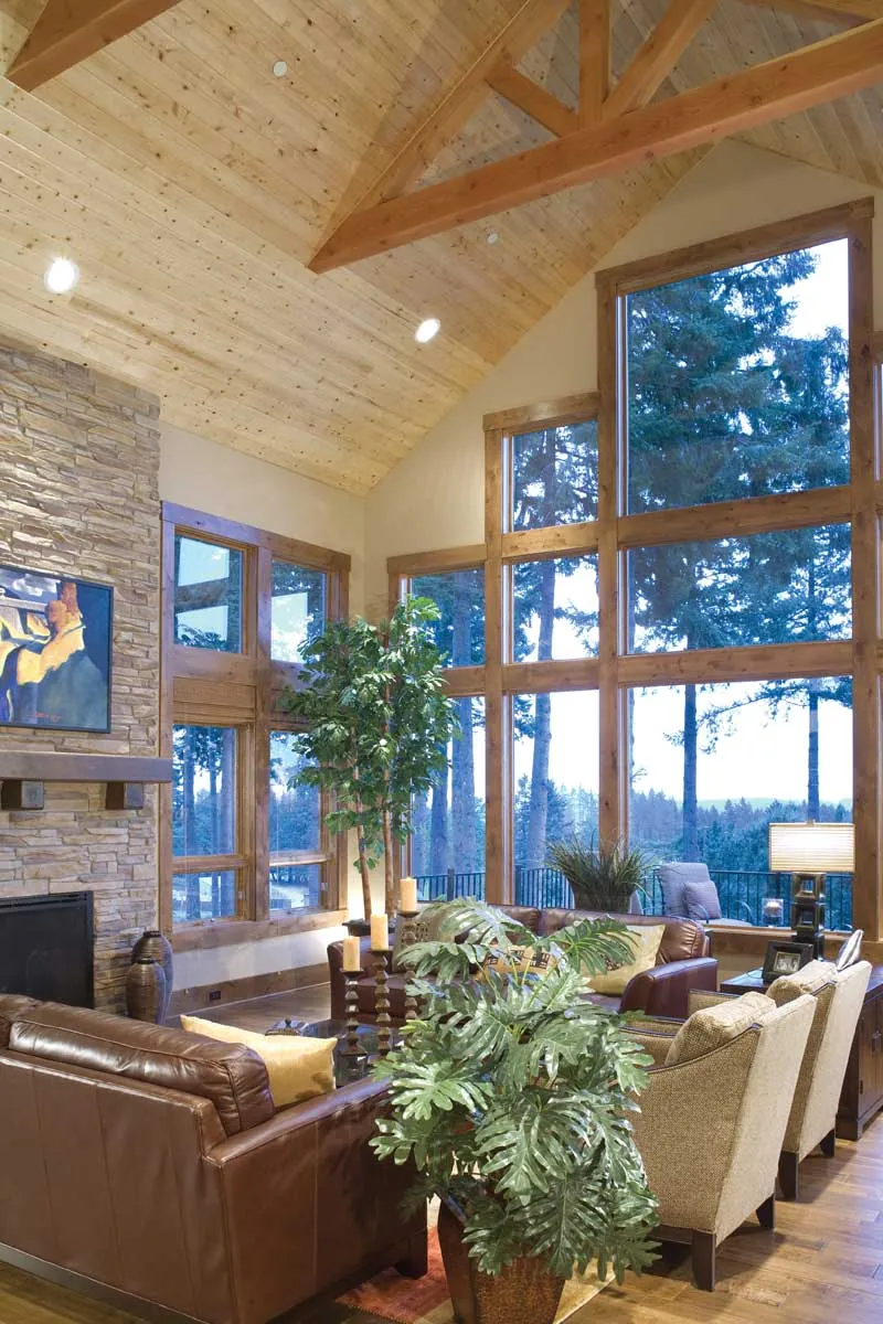 Mountain House Plan Great Room Photo 06 - Cliffwood Trail Lodge Home 011S-0001 - Search House Plans and More