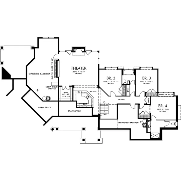 Ranch House Plan Lower Level Floor - Cliffwood Trail Lodge Home 011S-0001 - Search House Plans and More