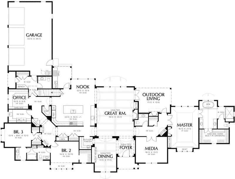 Ranch House Plan First Floor - Champlain Luxury Home 011S-0004 - Search House Plans and More