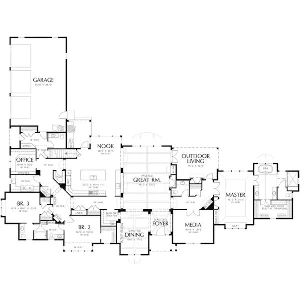 Traditional House Plan First Floor - Champlain Luxury Home 011S-0004 - Search House Plans and More