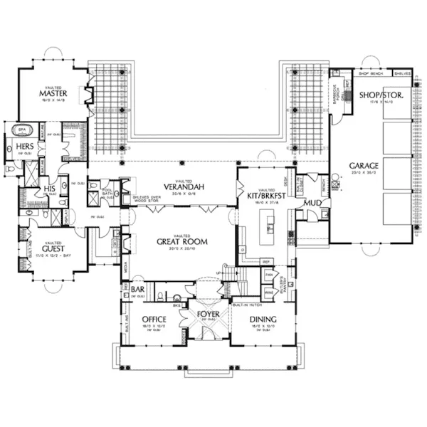 Arts & Crafts House Plan First Floor - Catherine Manor Cape Cod Home 011S-0005 - Search House Plans and More