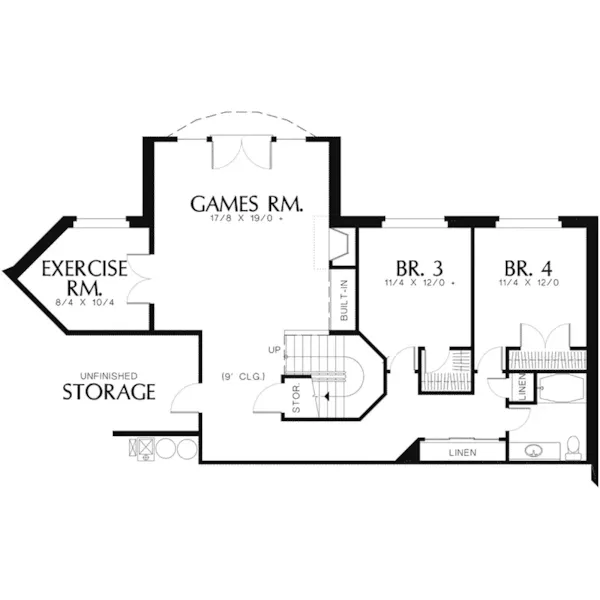 Contemporary House Plan Lower Level Floor - Otwell Trail Luxury Home 011S-0007 - Shop House Plans and More