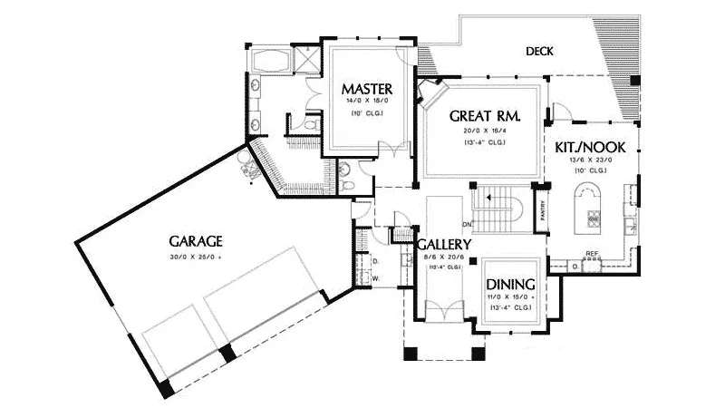 Contemporary House Plan First Floor - Grass Valley Manor Luxury Home 011S-0008 - Search House Plans and More