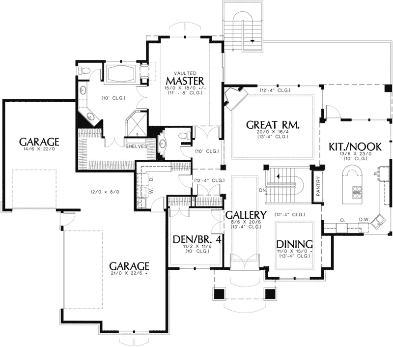 Ranch House Plan First Floor - Hortense Hill Luxury Home 011S-0009 - Search House Plans and More