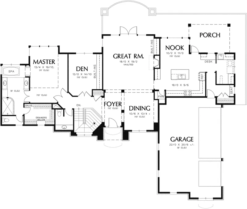 Luxury House Plan First Floor - Boylan Luxury Ranch Home 011S-0011 - Search House Plans and More