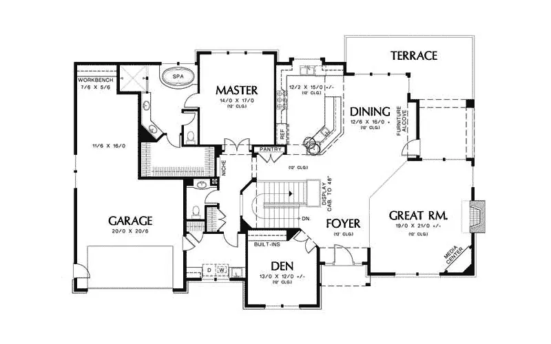 Ranch House Plan First Floor - White River Luxury Home 011S-0012 - Shop House Plans and More